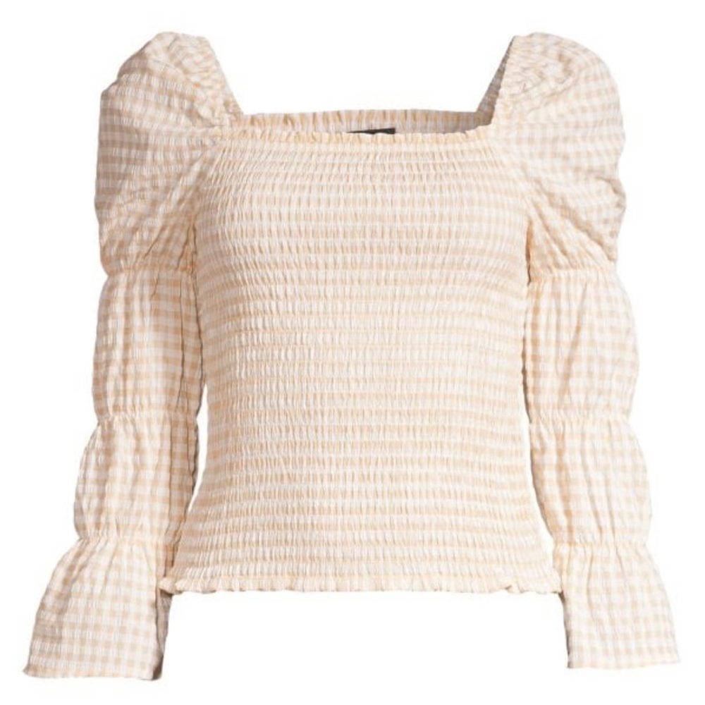 NWT DESIGN365 PINK GINHAM SMOCKED TOP SIZE MEDIUM - Picture 4 of 7